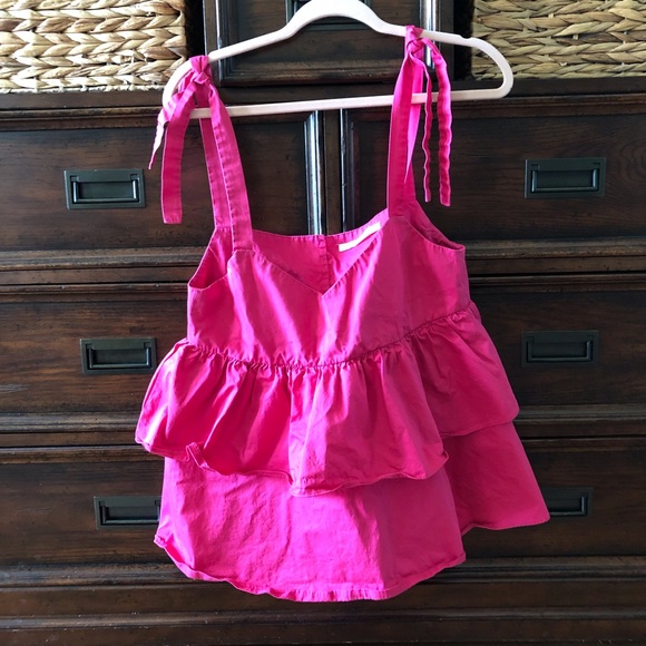 Zara Tops - ZARA hot pink tiered blouse in size L
